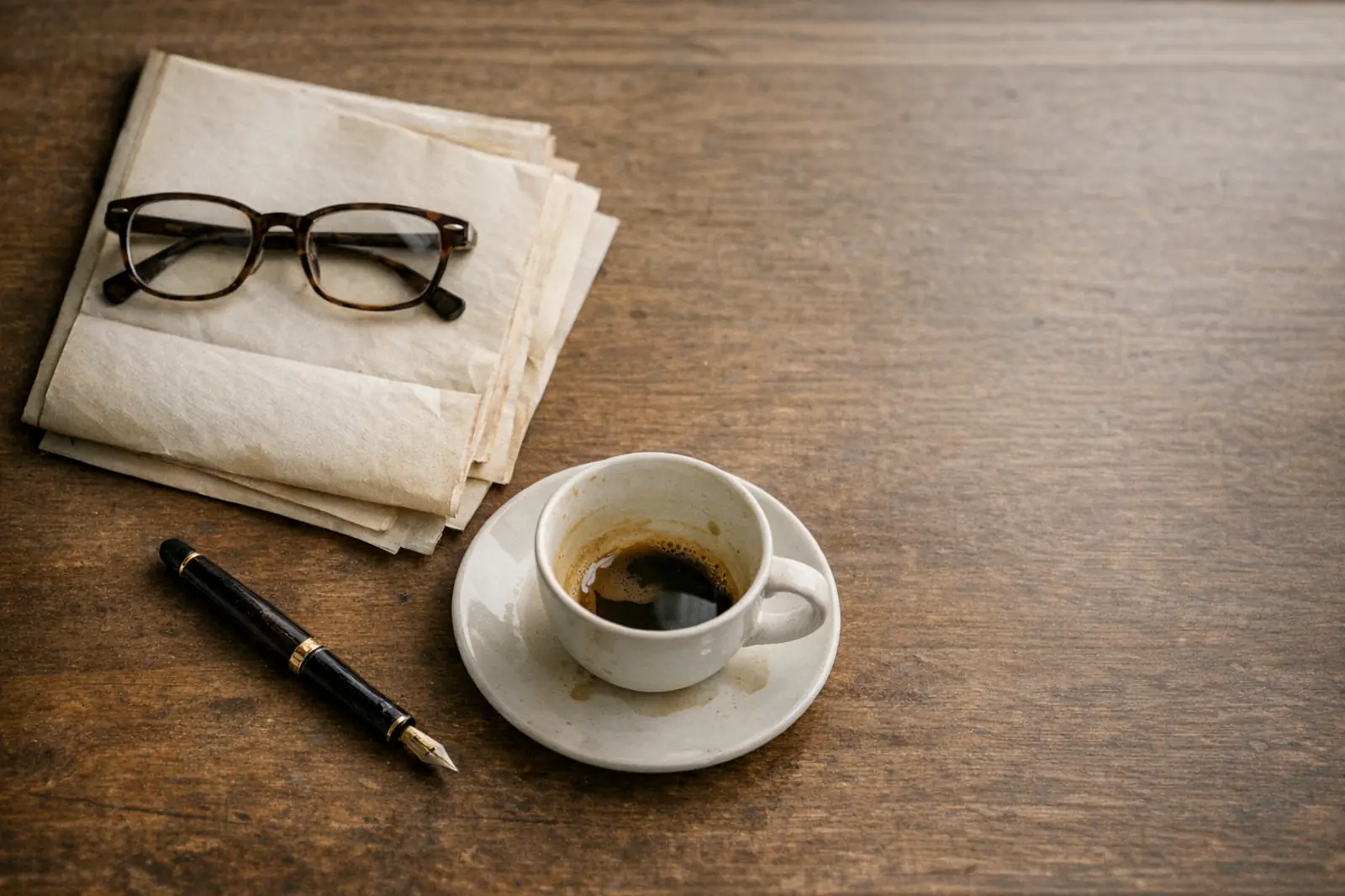 A property document, reading glasses and a pen on a desk